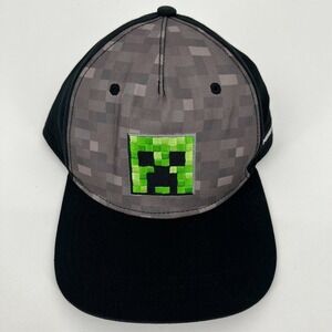 Minecraft Creeper Snapback Hat Mens Black Grey Pixel Gamer Cap SB6RECMNC